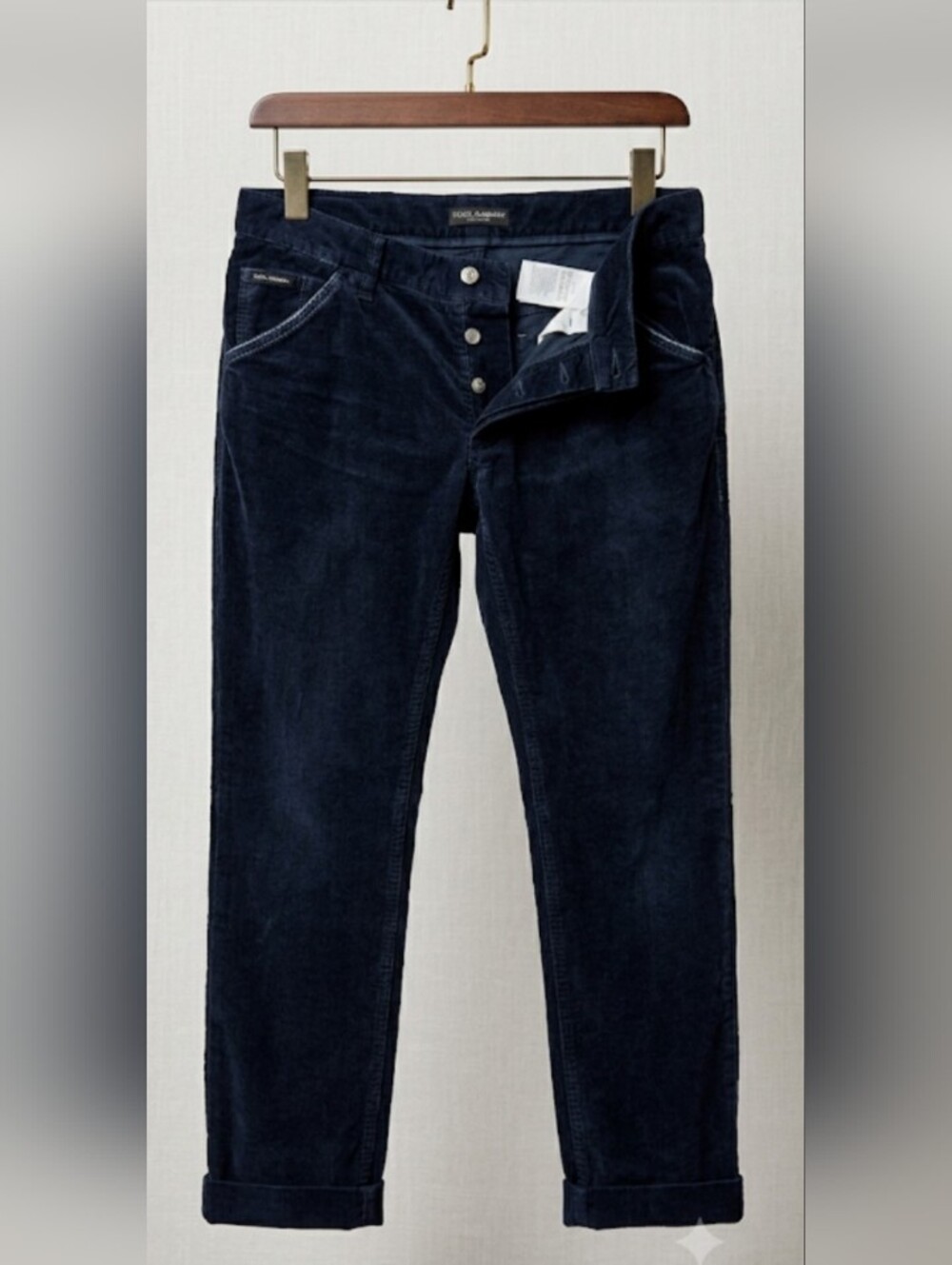 DOLCE & GABBANA Men's Corduroy Jeans- Size 48: USA Size - 32/33. Dark Gray/Black